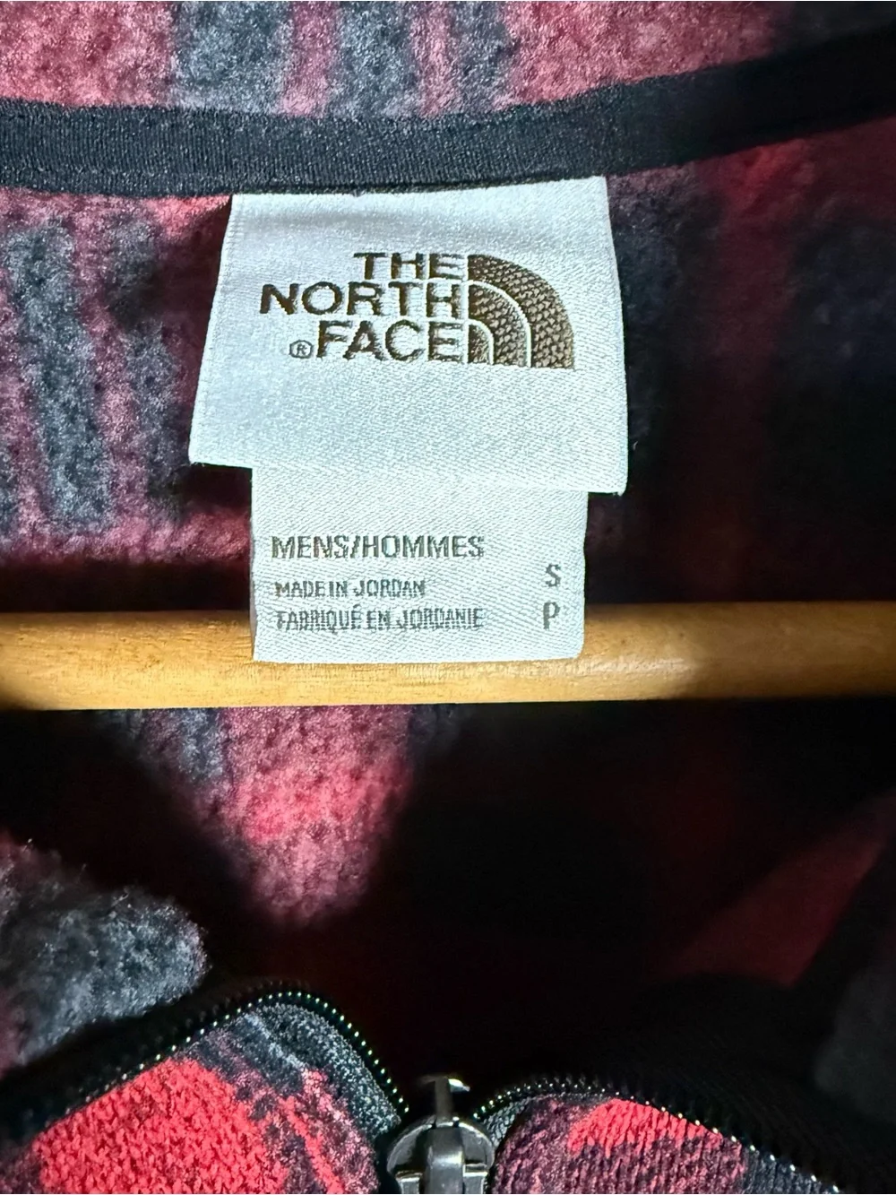 The North Face Men’s Red & Black Plaid Zip-Up Fleece Sweater